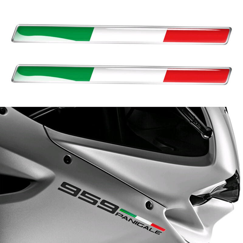 2Pcs 3D Epoxy Italy Flag Italian Logo Stickers Emblem Decal Car Motorcycle Badge
