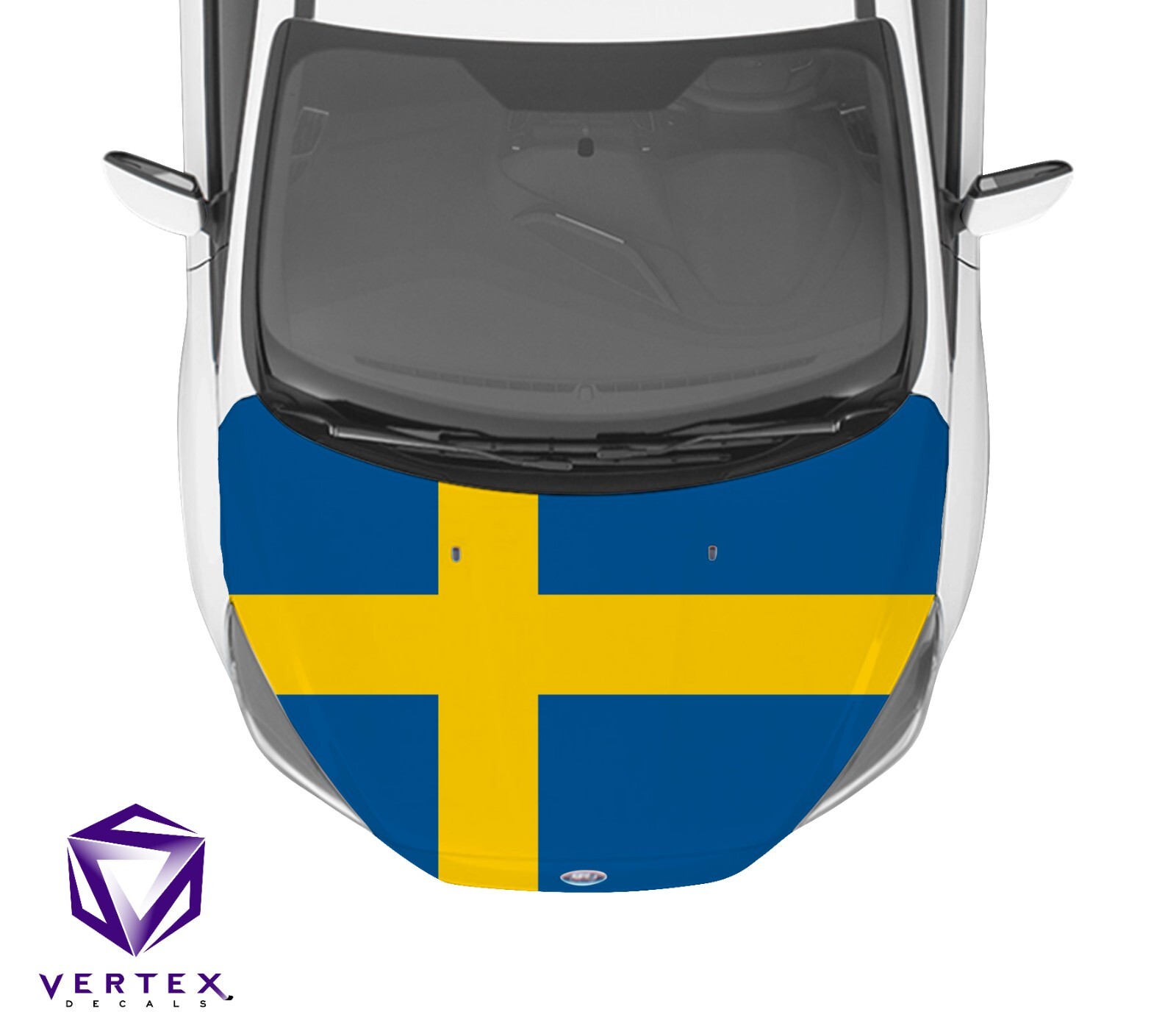 Sweden Country Flag Hood Wrap Weatherproof Vinyl Decal 50″ X 60″