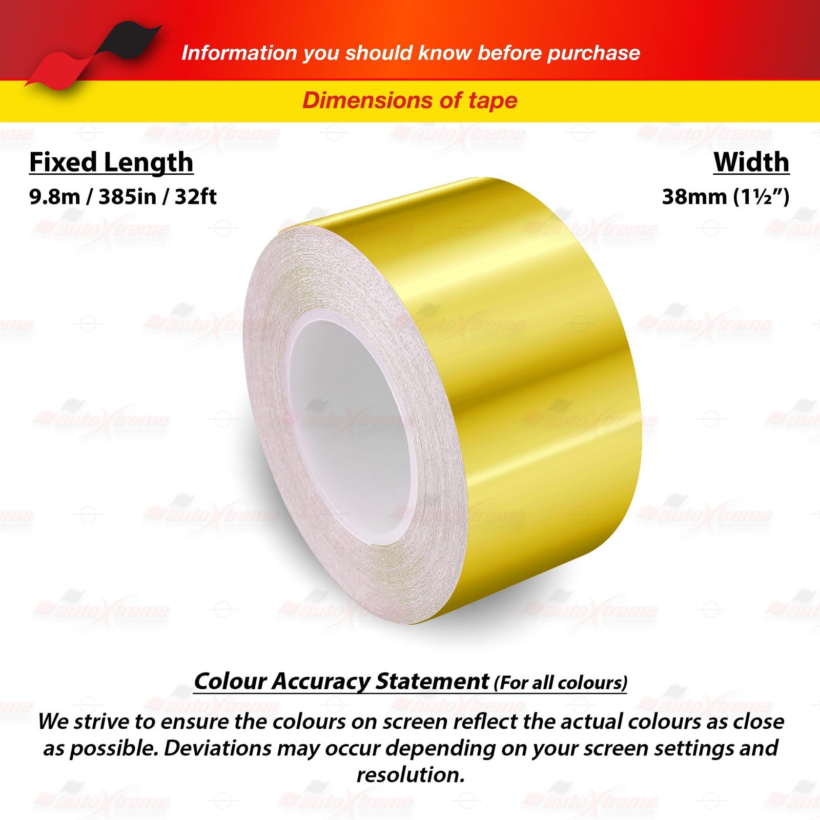 1.5″ 38mm PinStriping Pin Stripe Tape Styling Decal Vinyl Sticker CHROME GOLD