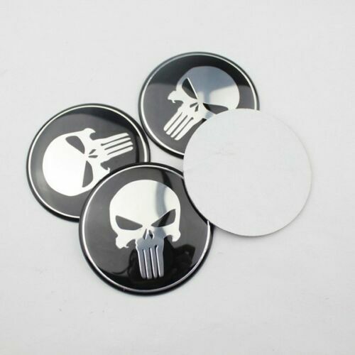 4PCS 2.5″/ 65MM Skull Car Wheel Center Cap Badge Vinyl Decal Stickers