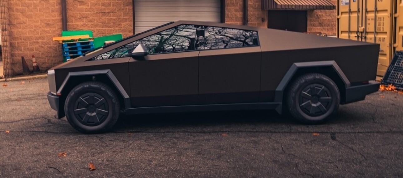 Tesla Cybertruck DIY PET Full Vinyl Wrap Color Change Satin Metallic Basalt