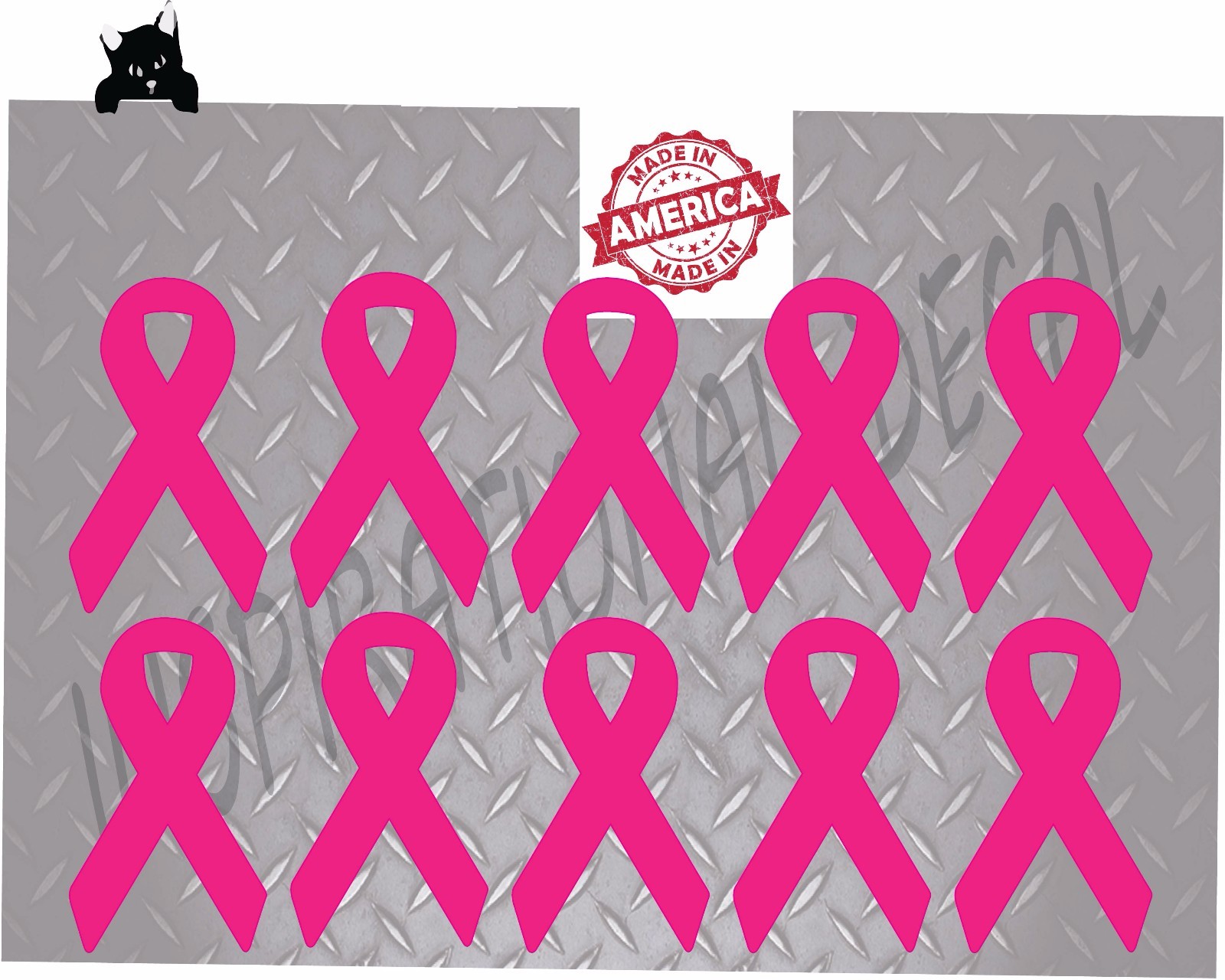 Breast Cancer Awareness Pink Ribbons 10 Pack Helmet Size 1″ x 1.7″ p294