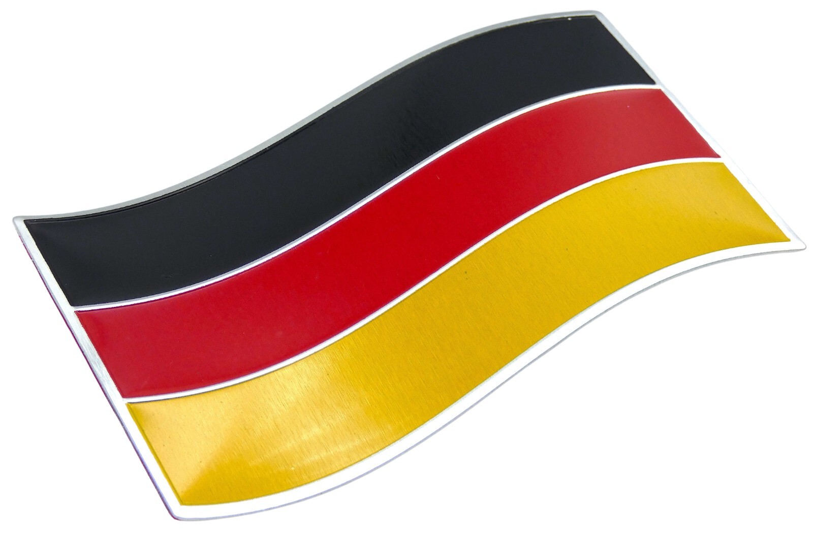 ALUMINUM Germany Flag Wavy Car Sticker Decal Emblem Auto Truck SUV 3.12″ x 1.75″