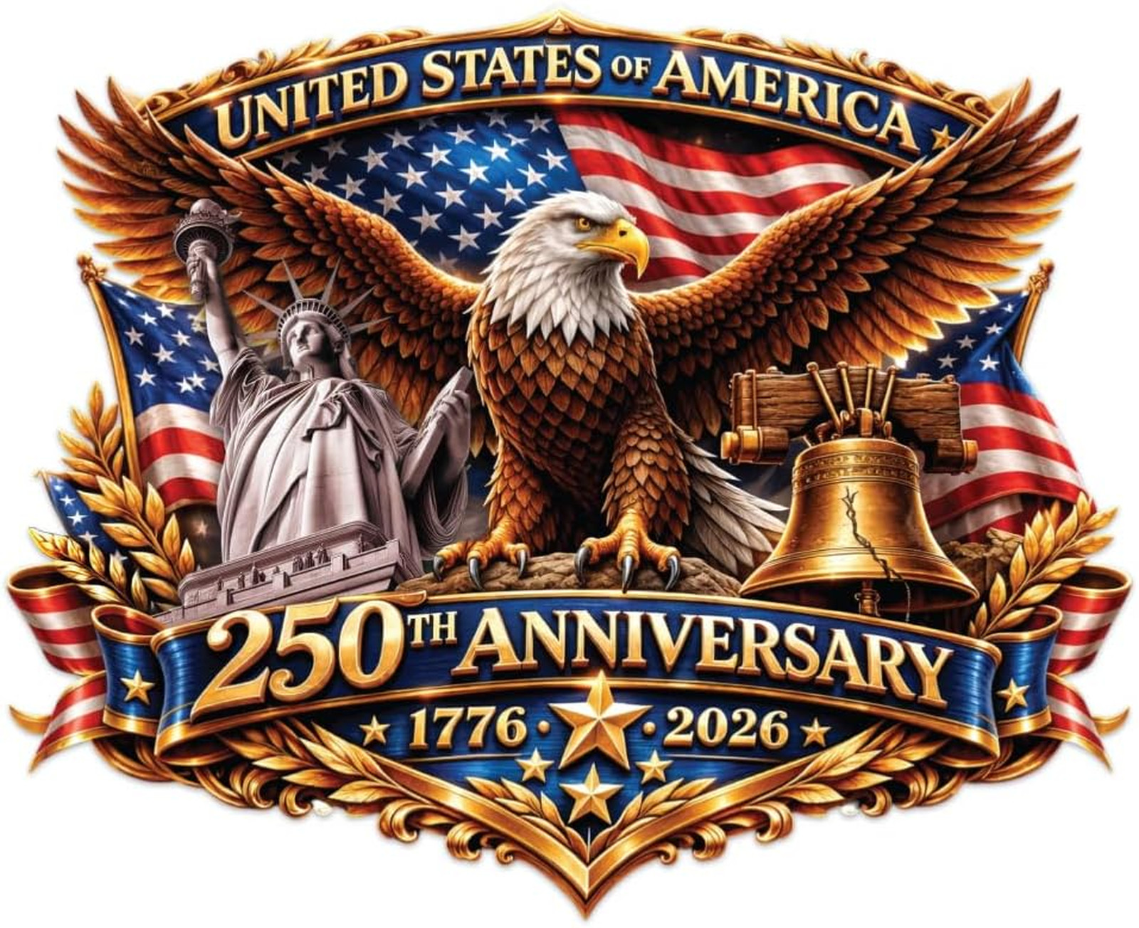250th Anniversary USA Car Decal Sticker Patriotic Bald Eagle 1776 2026 Vinyl for