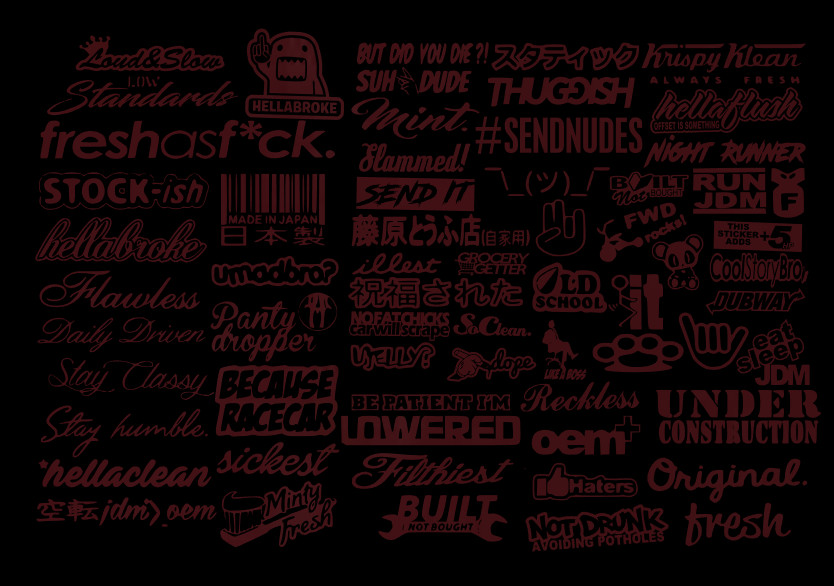JDM Sticker Pack Tuner Vinyl 20 RANDOM Stickers You Choose Color (Tgish+SH)