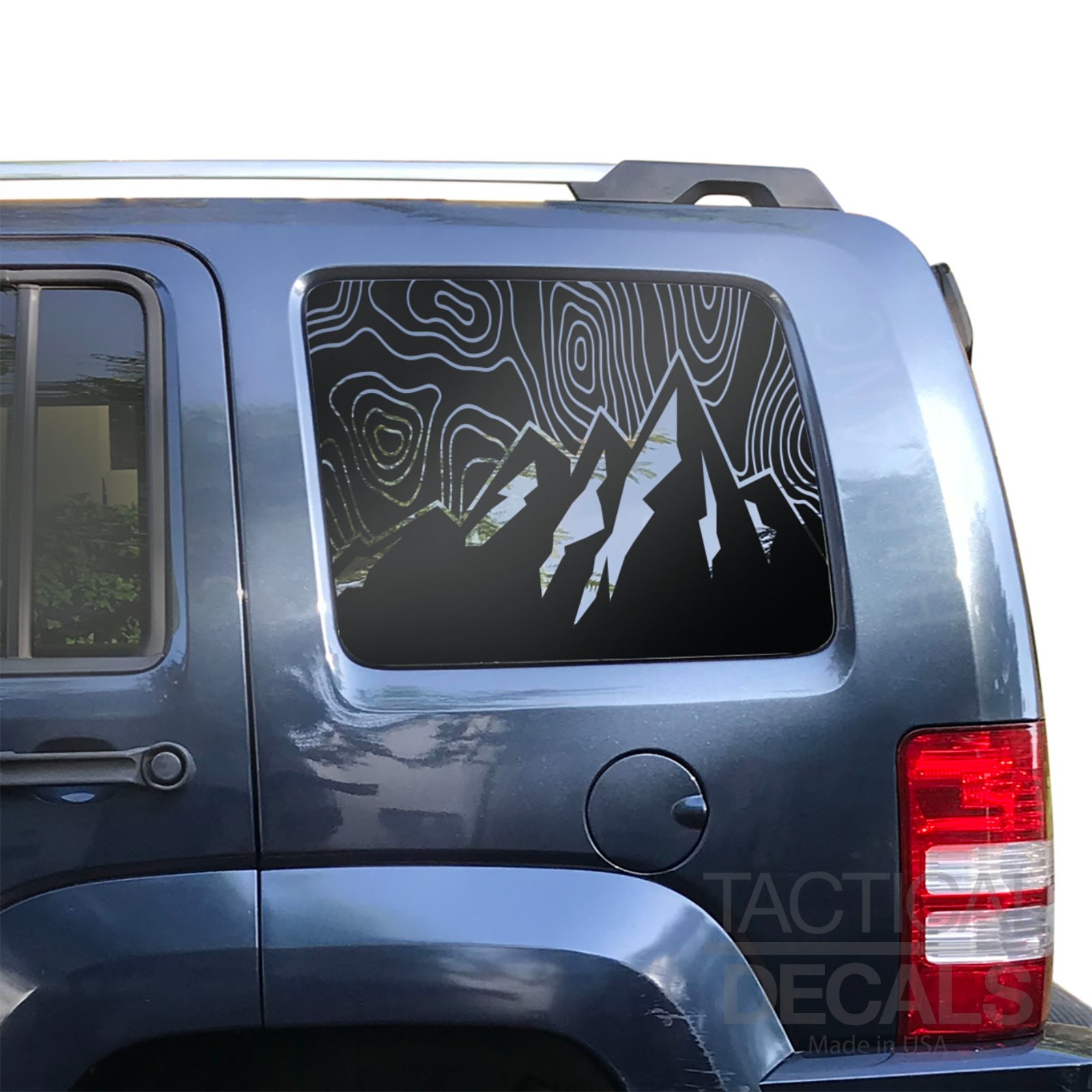 Topogrphic map with mountains design Decal for 2008-2012 Jeep liberty LL1-TX2