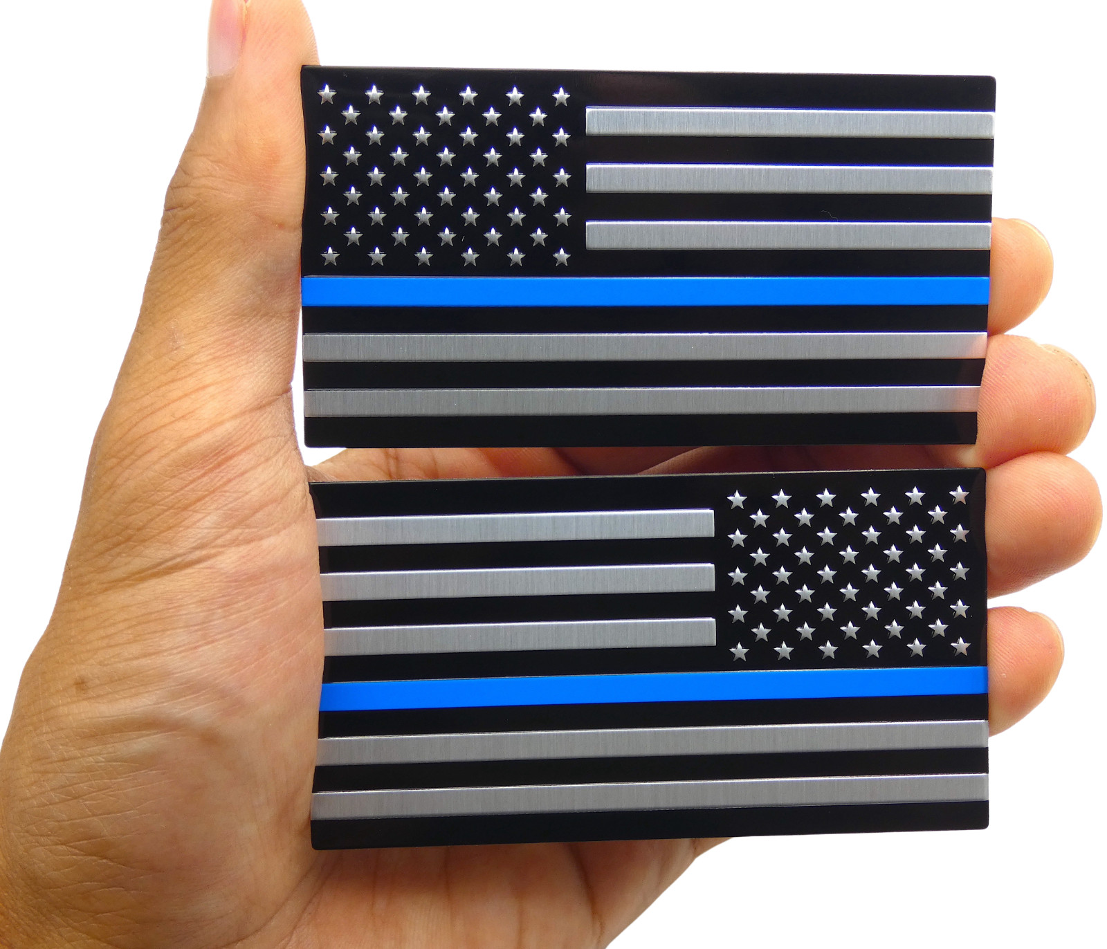 ALUMINUM Thin Blue Line Flag Decal Sticker Support Law Enforcement Police MIRROR