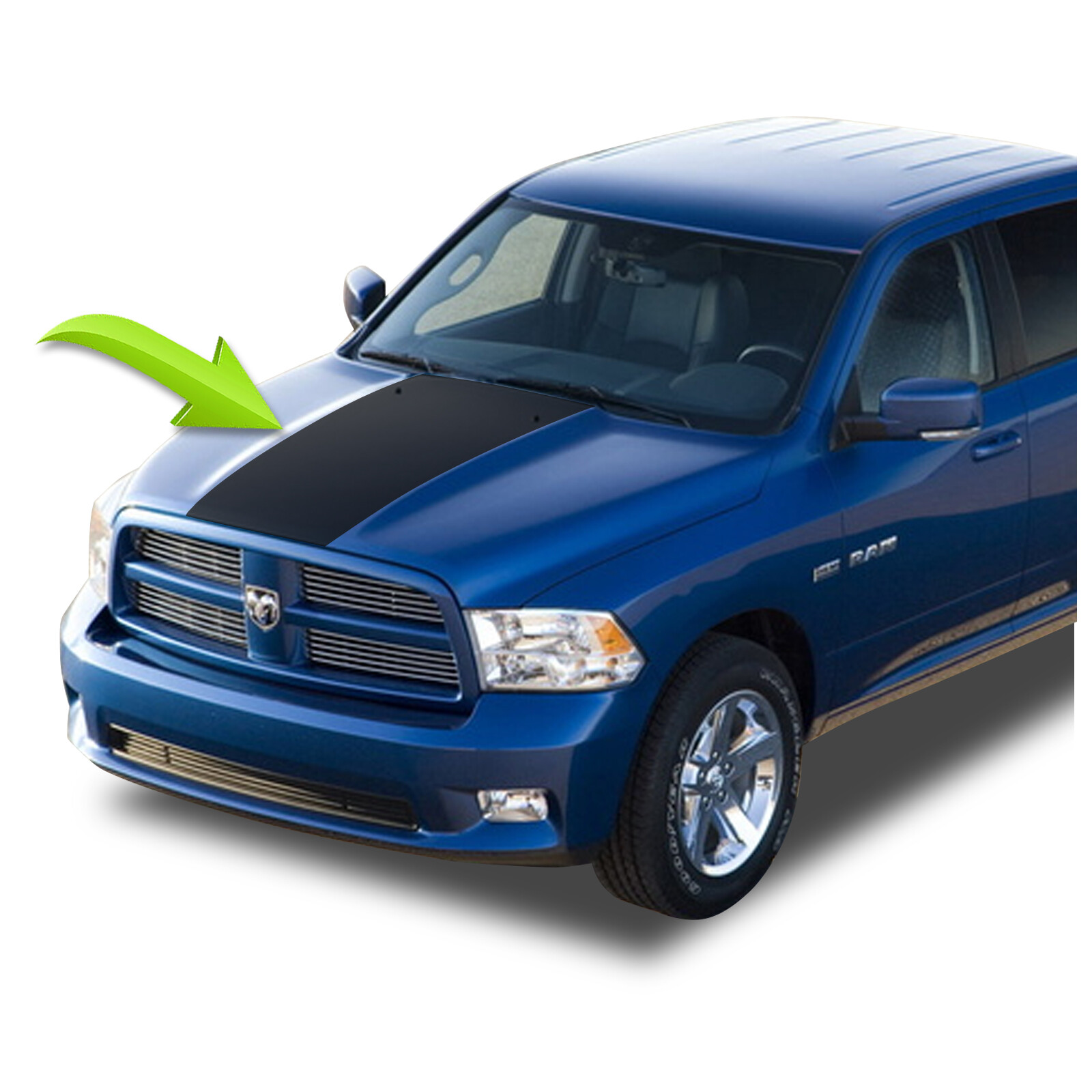 Hood Blackout Racing Stripe Compatible w/ 2002 and up Dodge Ram 1500 2500 3500