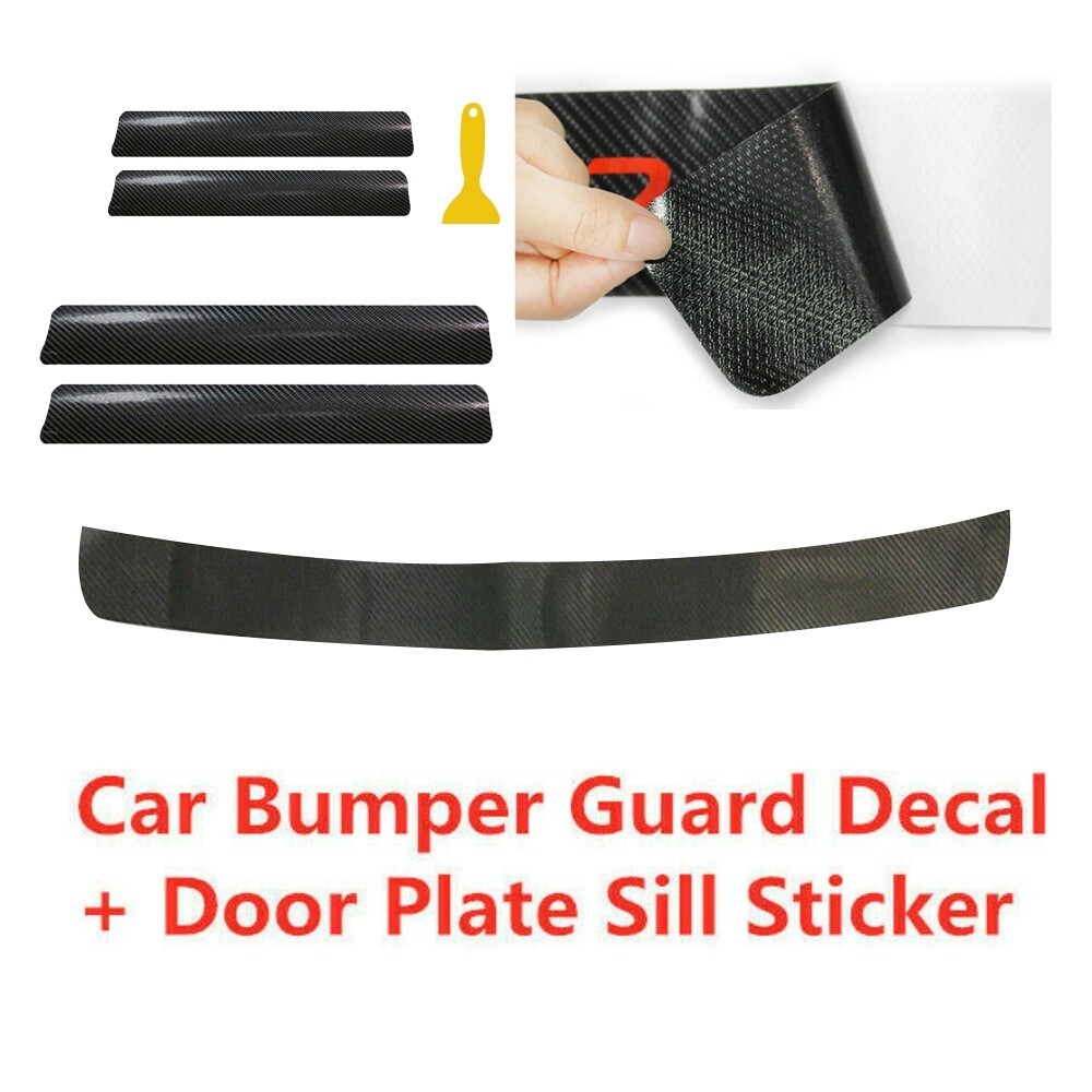 Car Door Plate Sill Scuff Cover Anti Scratch Kick Sticker Protector Carbon Fiber