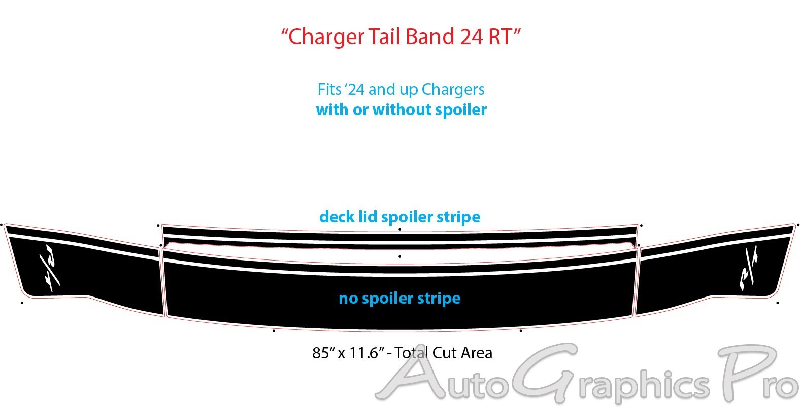 For 2024-2026 Dodge Charger Trunk Stripes Decals R/T Vinyl Graphics TAILBAND 24