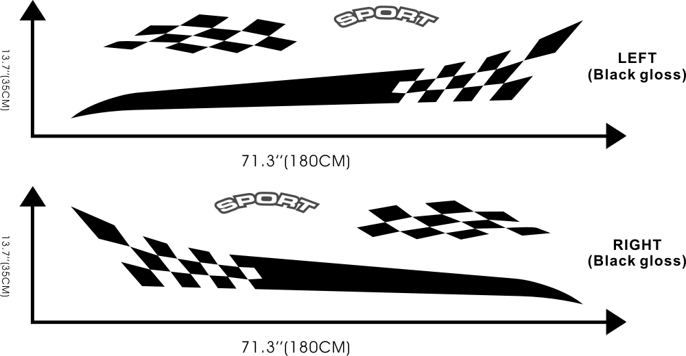 Car Decal Stripe Checkered flags 71” for Focus Fiesta Vinyl Door Sticker ZC1184