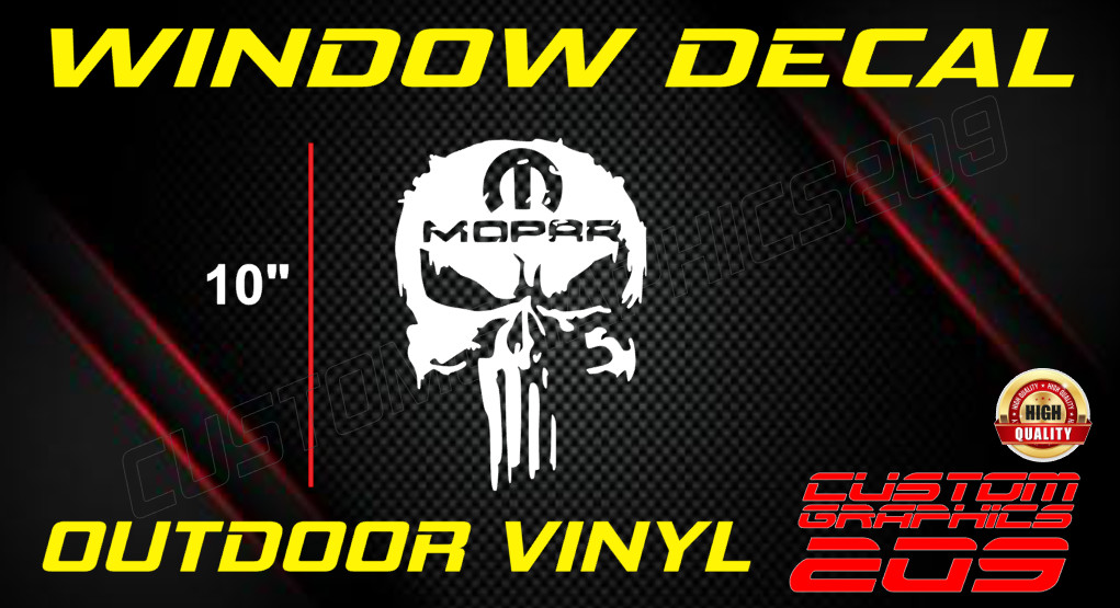 Skull Window TRUCK /CAR Decal ORACAL 651 Premium Outdoor Vinyl Made in USA