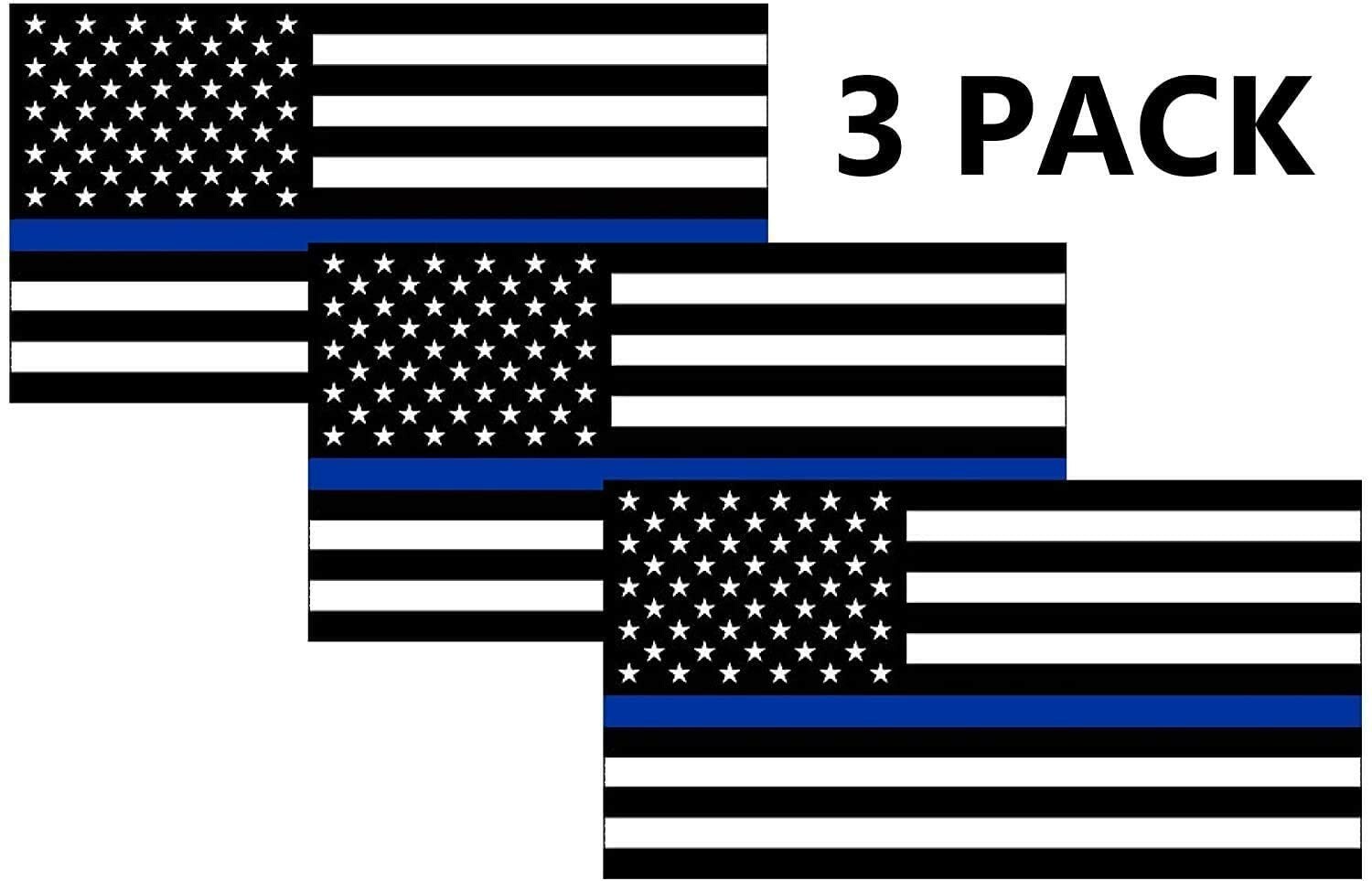 3 x Blue Line American USA Flag Sticker Police Car Vehicle Window Bumper Decal