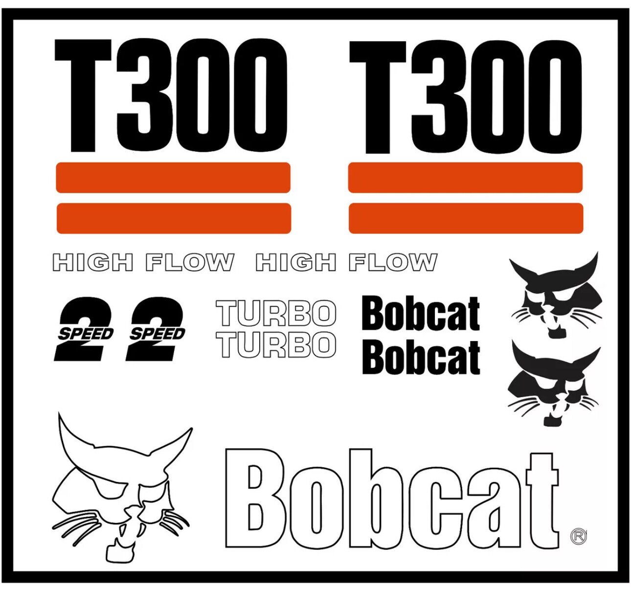 DECAL KIT for Bobcat skidsteer T300 track loader decals Stickers