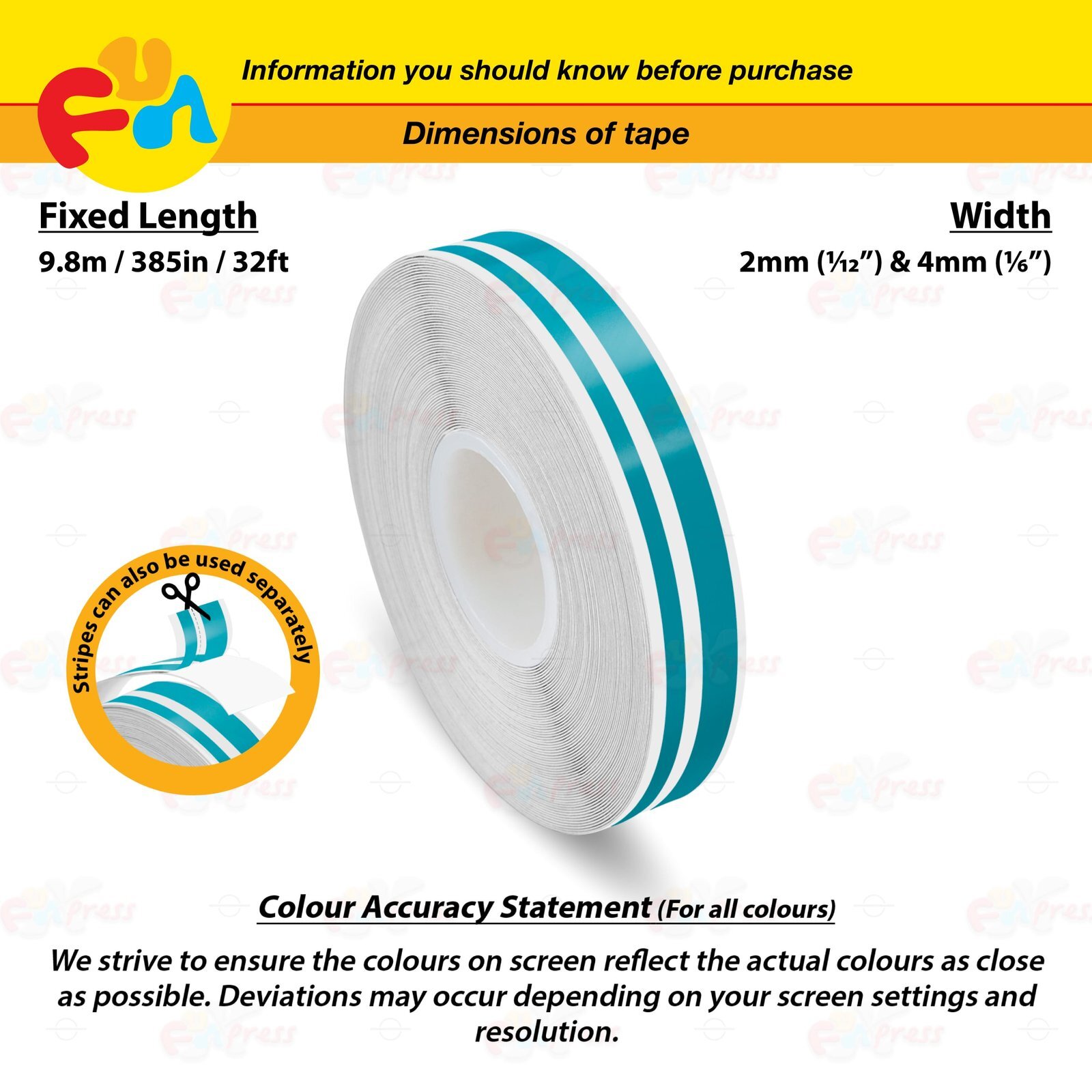 TEAL BLUE 1/12″ & 1/6″ Roll Vinyl Pinstriping Stripe Double Line Tape Sticker