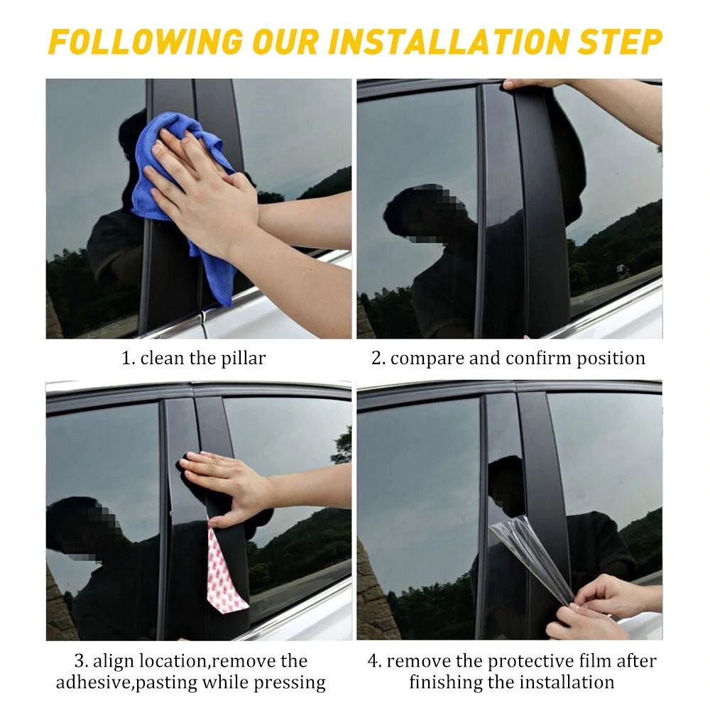 Door Window Pillar Posts Cover Trim For Honda Civic 10th 16-20 Glossy Bla D