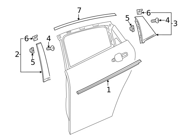 Genuine GM Rear Driver Side Door Window Frame Rear Applique 84258762