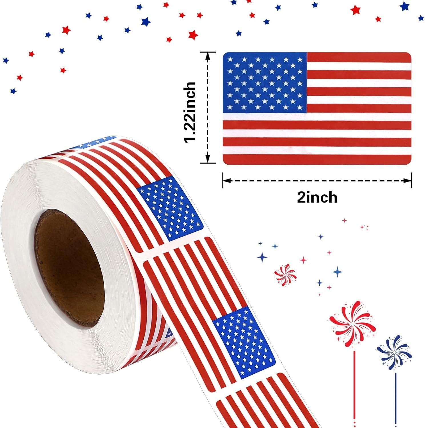 2×1.22 Inch Patriotic American Flag Stickers – Ideal for Decorations & Events