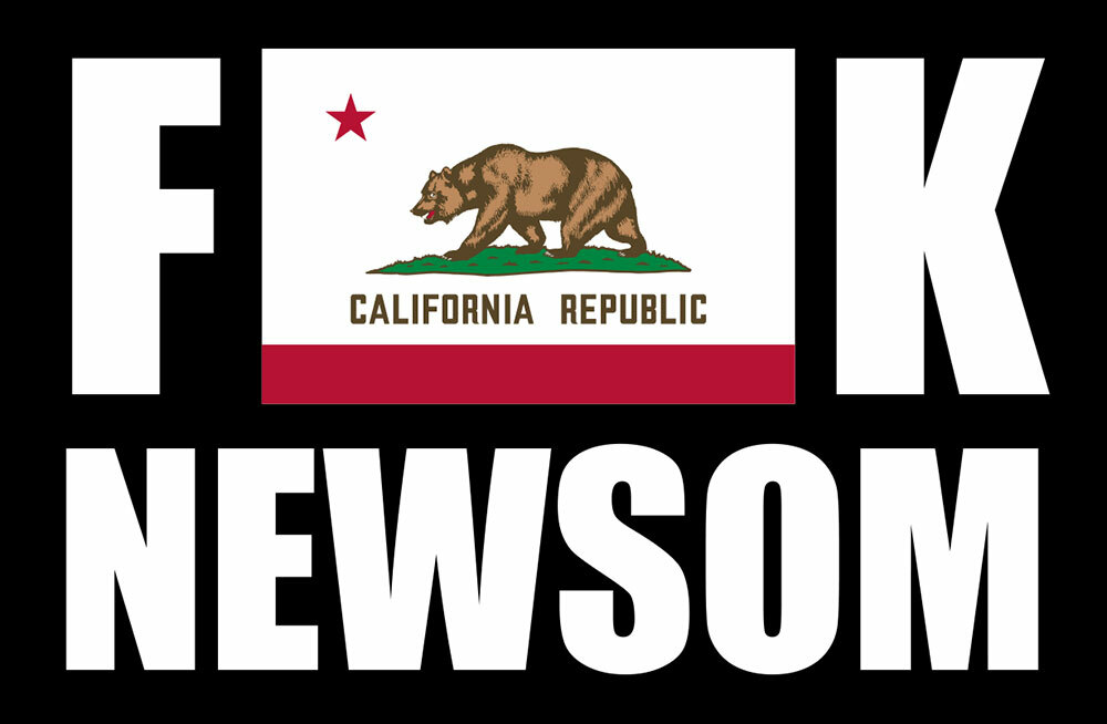 3×4 inch F**k Newsom California Flag Bumper Sticker decal CA anti governor gavin
