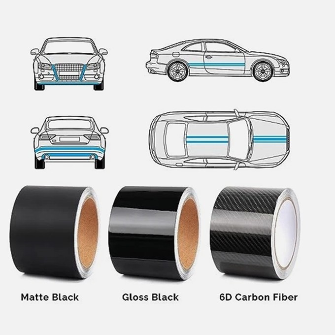 Black Vinyl Wrap For Blackout Chrome Delete-Trim W/ Air Release Glossy/Matte