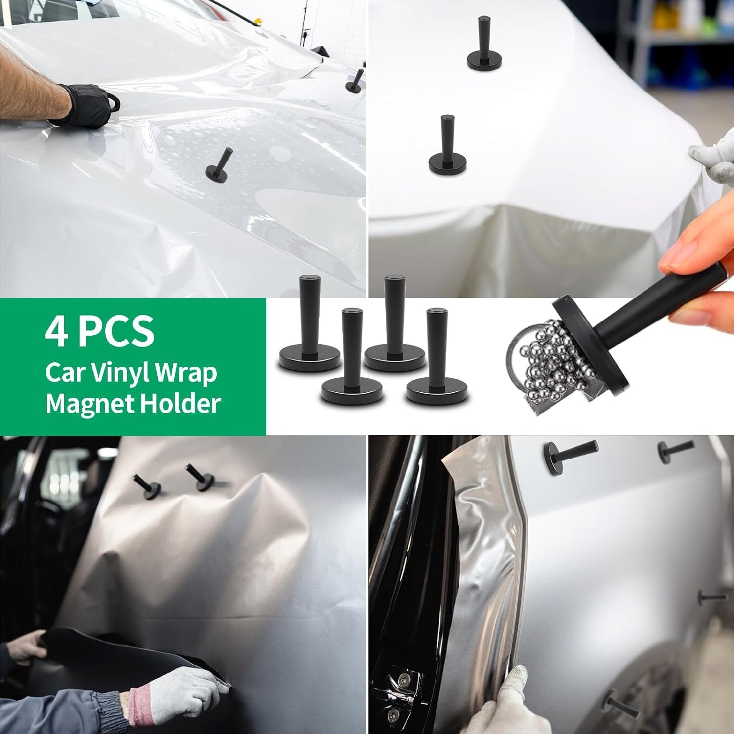 All-in-One Vehicle Vinyl Wrap Squeegee Kit: Magnetic Holder & Replacement Blades