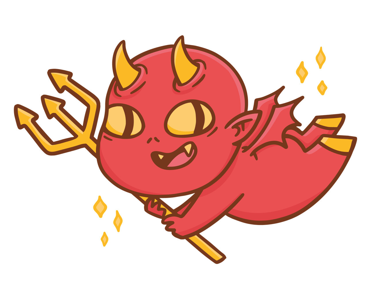 3” Cute Flying Devil Sticker Demon Pitchfork Lucifer Bad Angel Naughty Horn Wing