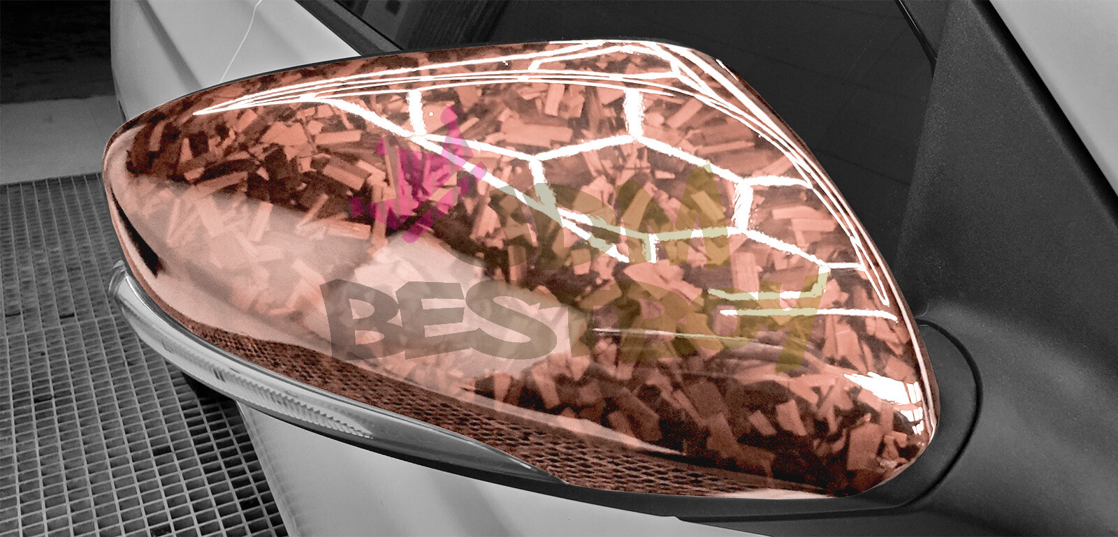 24K Chopped Forged Carbon Fiber Gloss Rose Gold Vinyl Wrap Sticker Decal Sheet