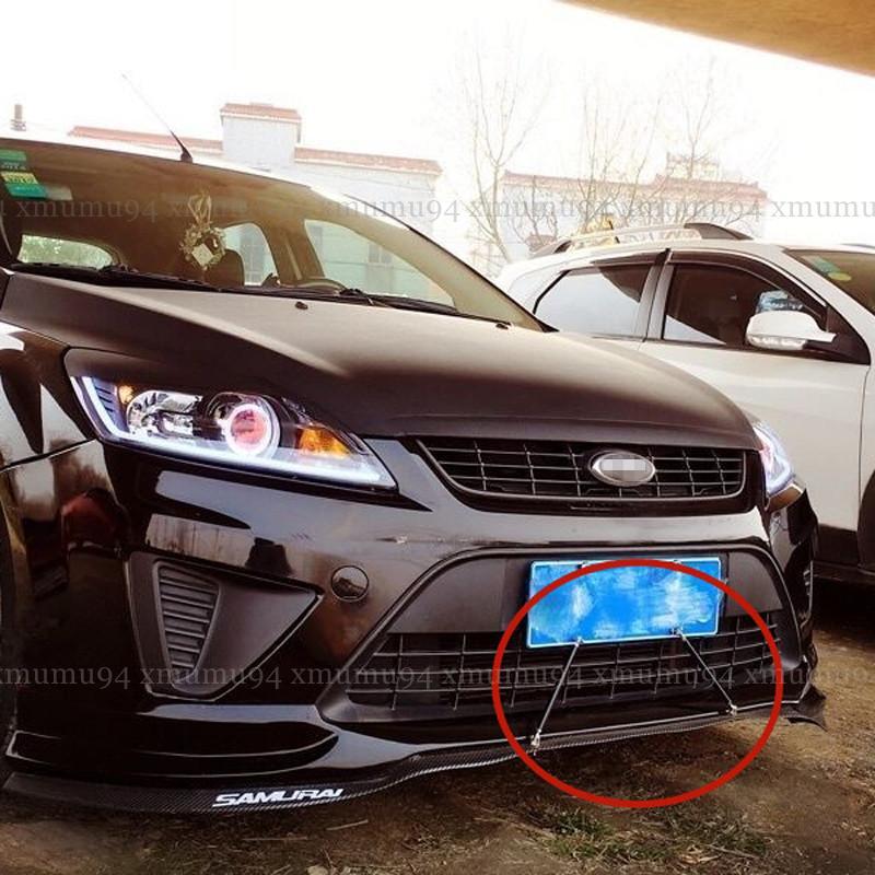 Adjustable Red Car Front Bumper Lip Splitter Strut Rod Tie Support Bars Spoiler