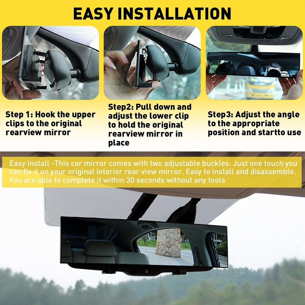 1/2Set Universal Interior 240MM Car Rear View Wide Angle Convex Clear Rearview M