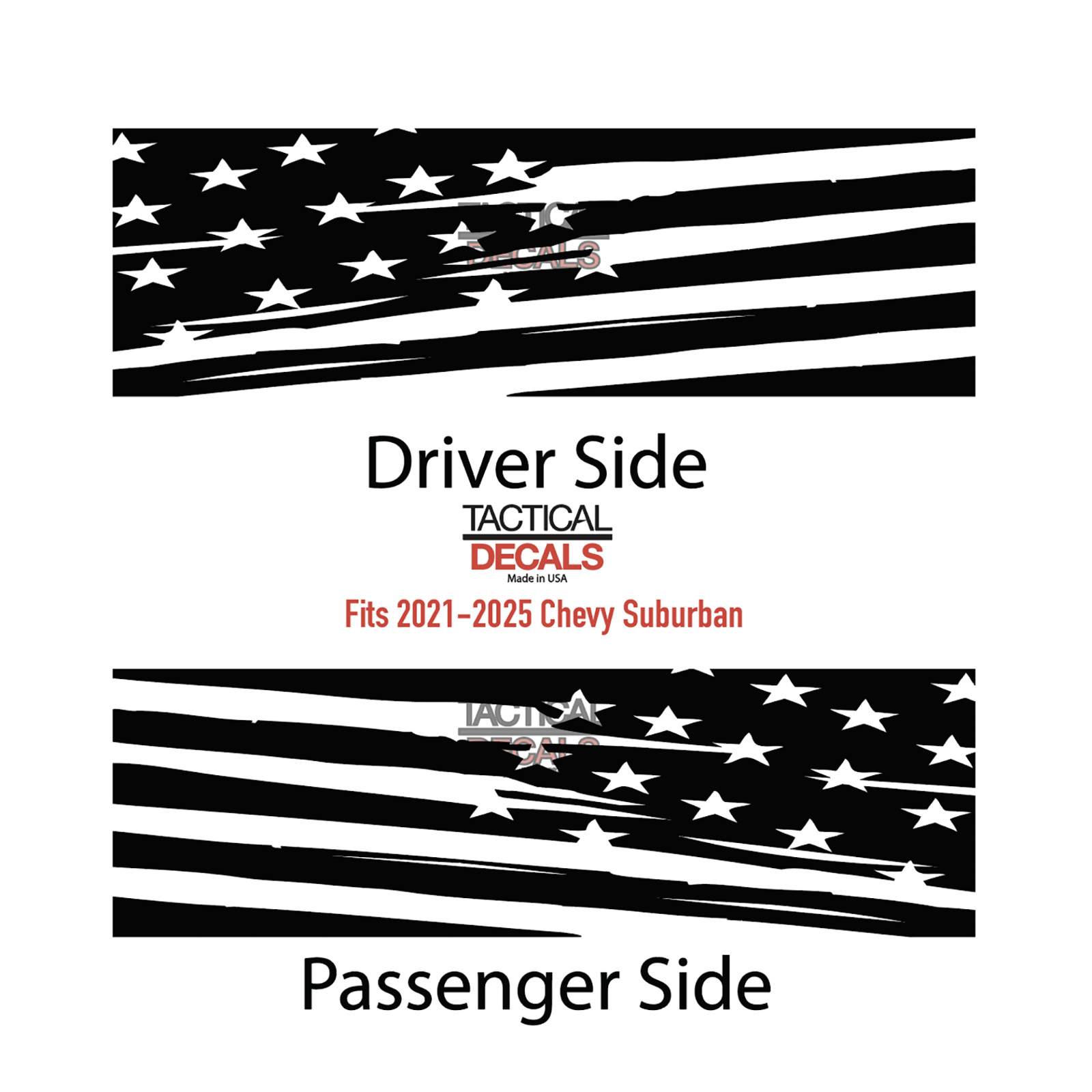 Distressed USA flag design Decal for 2021-2025 Chevy Suburban Yukon XL CS5-XR1