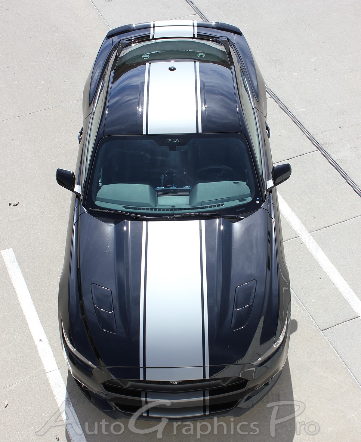 2015-2017 Ford Mustang V8 V6 CONTENDER Center Hood Rally Stripes Decals 3M Vinyl