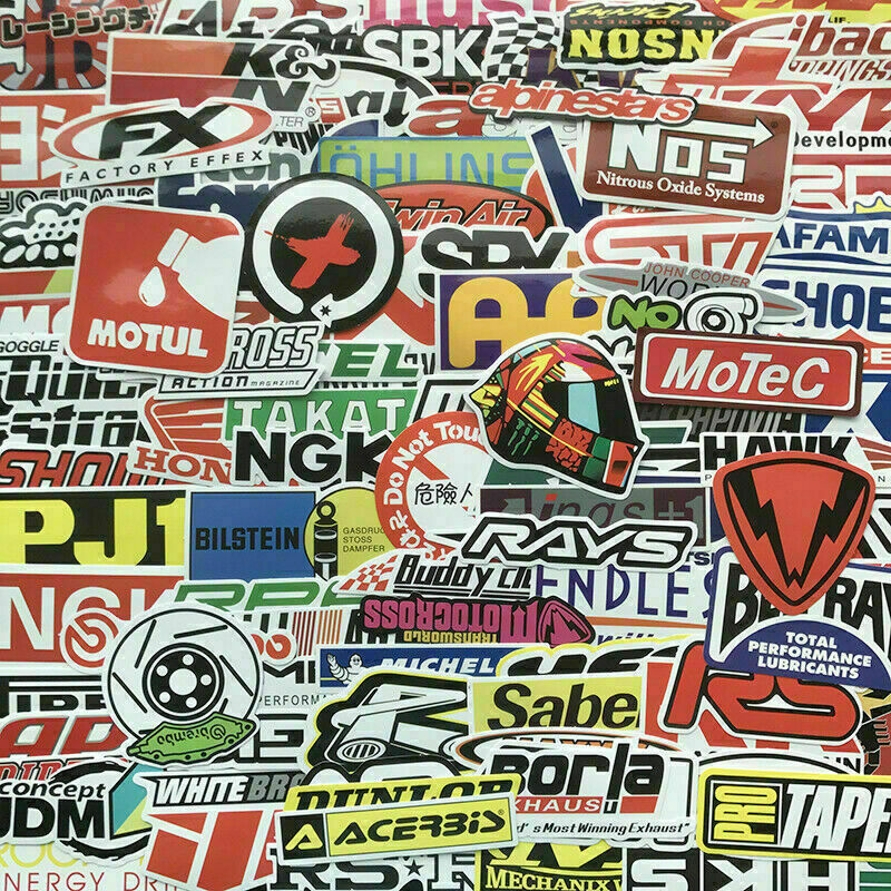 100PCS JDM Stickers Pack Car Motorcycle Racing Motocross Helmet Waterproof Decal