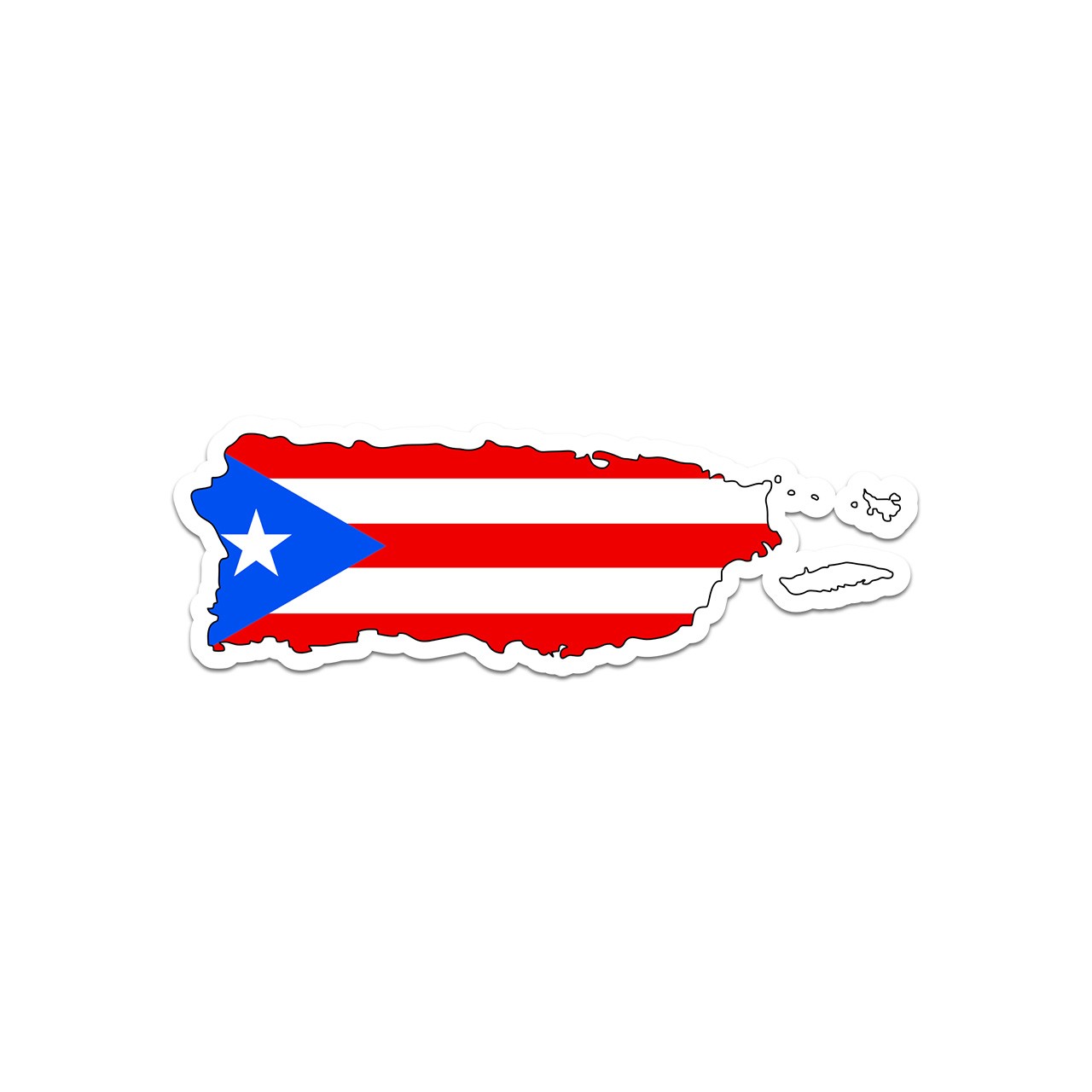Rican Shaped Puerto Rico Flag Sticker Decal