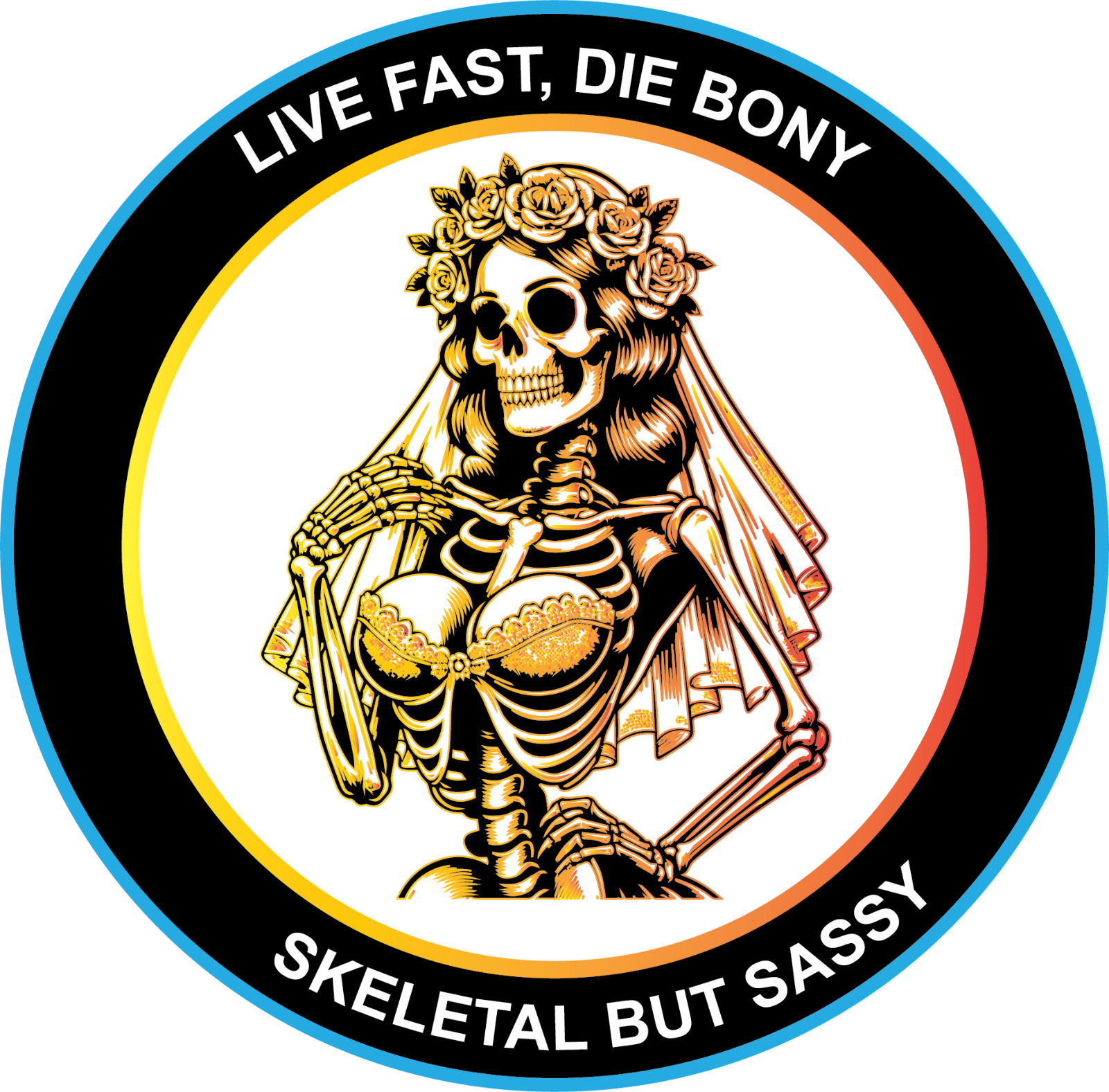 Funny Skeleton lady wedding dress Sticker Decals – Stickers for Car, Laptop,