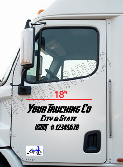 CUSTOM TRUCK DOOR DECALS SET OF 2 USDOT CITY STATE COMPANY NAMEWATERPROOF VINYL