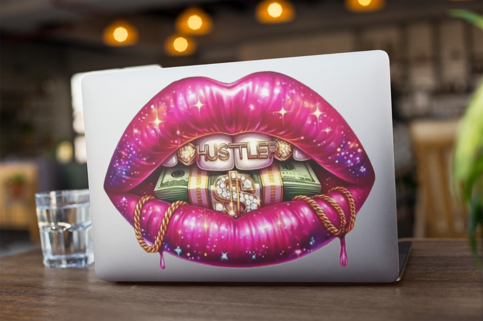 Sexy HUSTLER Lips Car Window Vinyl Decal MONEY Graphic Laptop Bumper Sticker