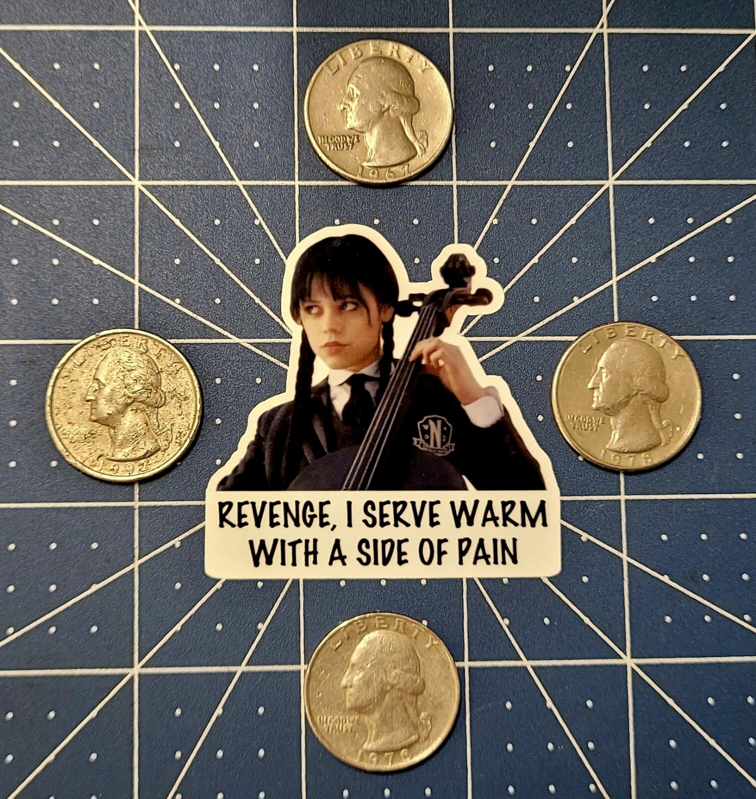 8PCS WEDNESDAY ORTEGA FUNNY STICKER REVENGE, I SERVE WARM WITH A SIDE OF PAIN