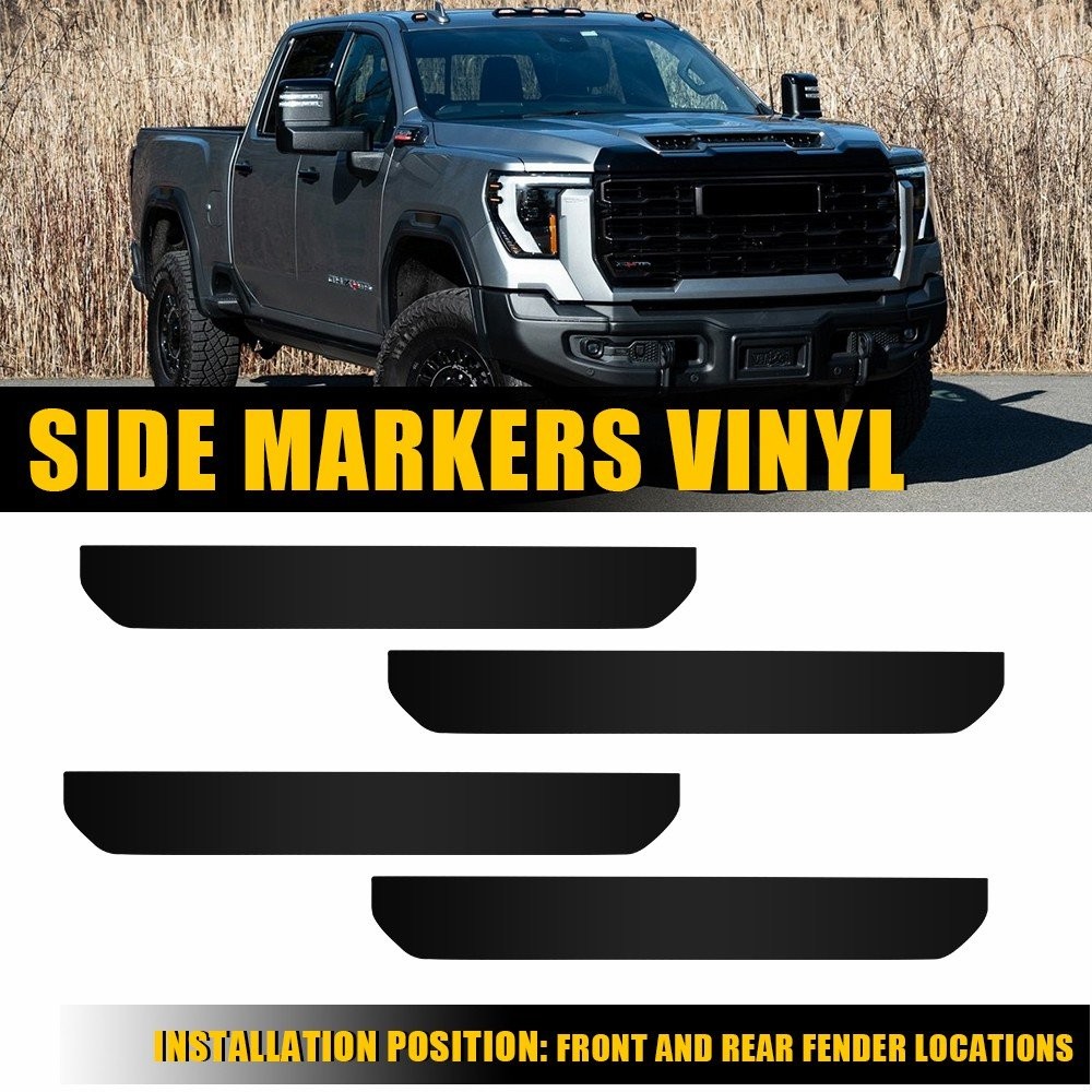4X Side Marker Light PreCut Film Tint For 2024-2025 GMC Sierra Adhesive Backs