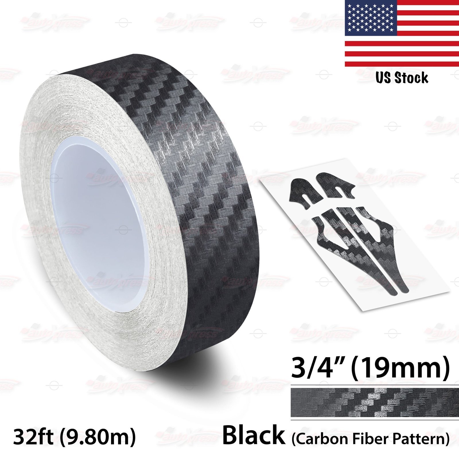 3/4″ Roll Vinyl Pinstriping Pin Stripe Line Tape Sticker 19mm CARBON FIBER BLACK