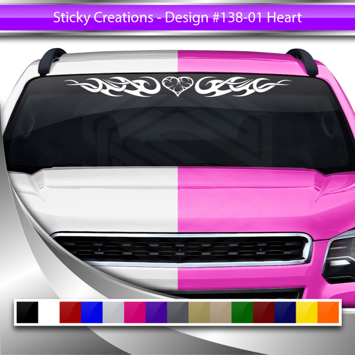 138-01 HEART Windshield Decal Window Sticker Vinyl Graphic Tribal Scroll Heart