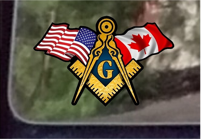 ProSticker 087 (One) 3″ x 5″ American Canada Flags Masonic Decal Sticker USA