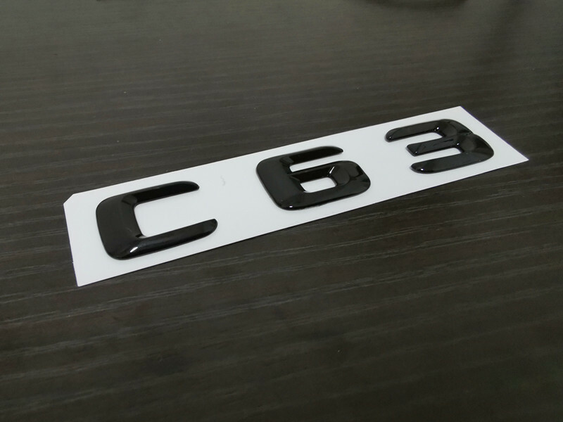 Gloss Black Red C63 AMG and Rear Star Side 6.3 AMG Emblem Badge For W204 507