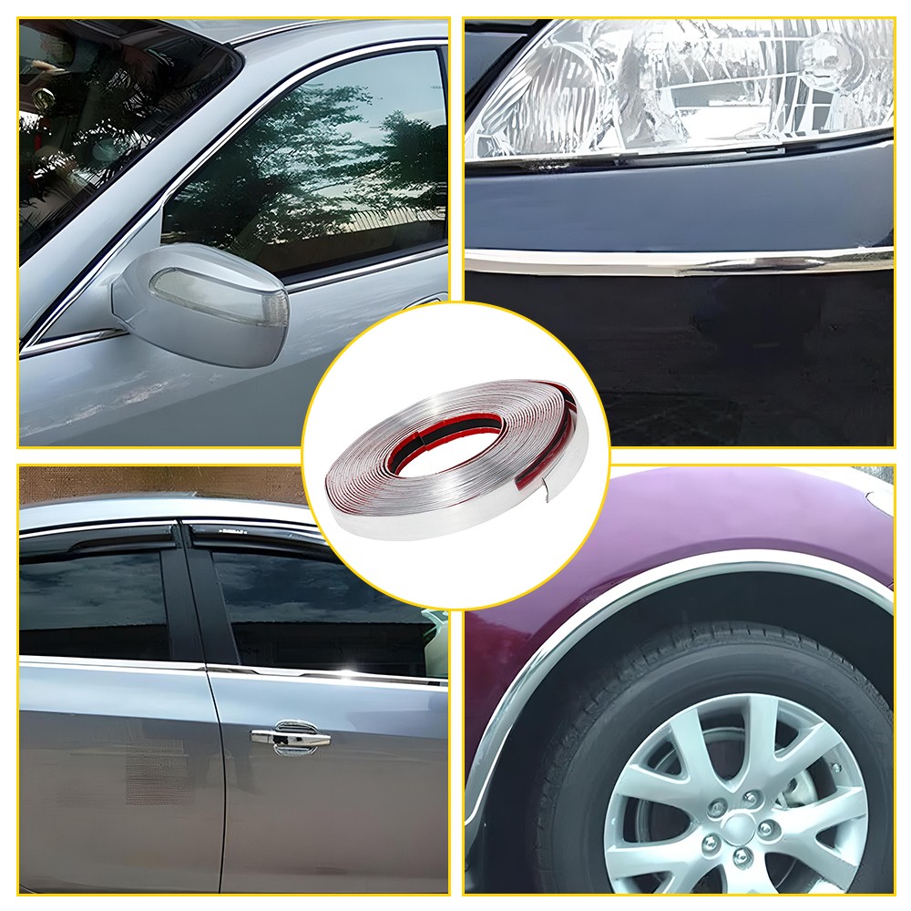 Chrome Trim Molding, Body Side Trim Strip for Car/Truck Bumper Door Window Guard
