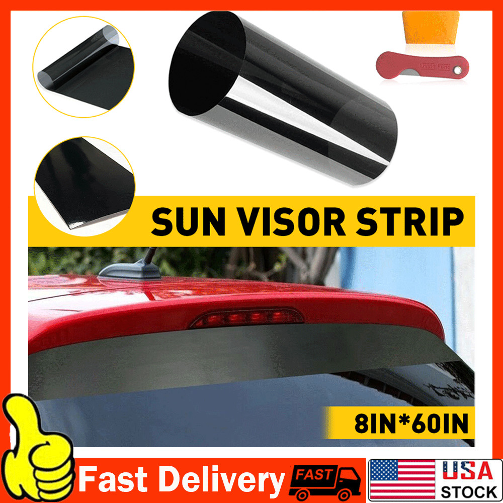Car Sun Visor Strip Tint Film Front Windshield UV Shade Banner Accessories Black