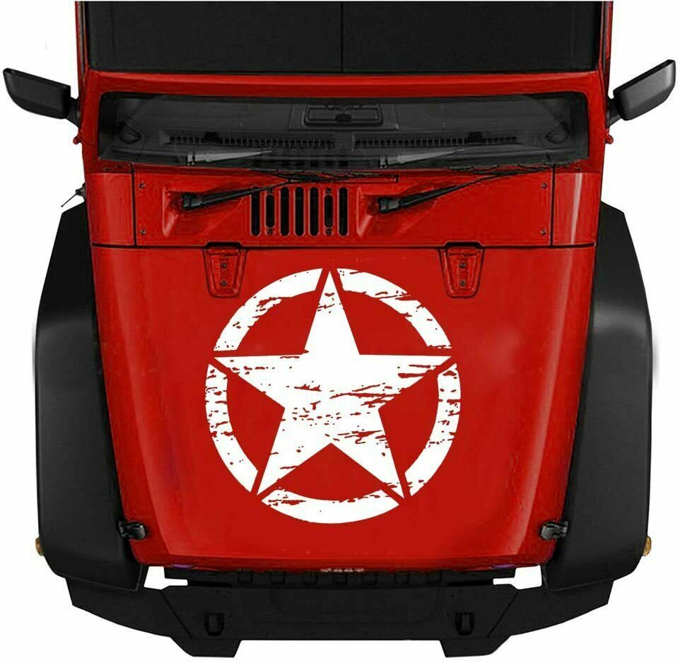 White Distressed Military Army Star Sticker Decal Car Truck SUV Hood Door