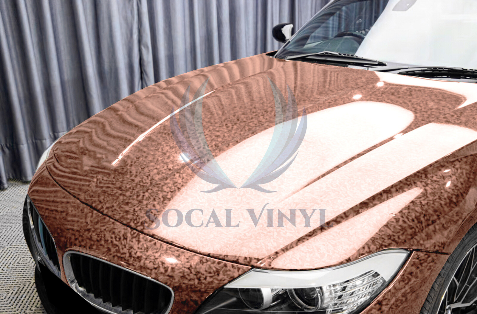 24K Chopped Forged Carbon Fiber Gloss Rose Gold Vinyl Wrap Sticker Decal Sheet