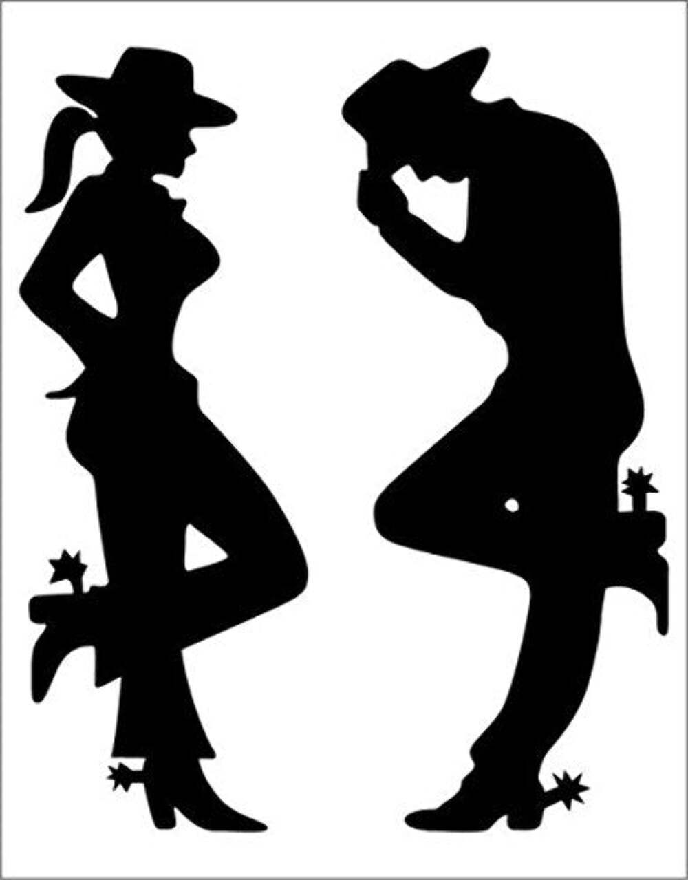 Cowgirl and Cowboy Silhouette Black Decal