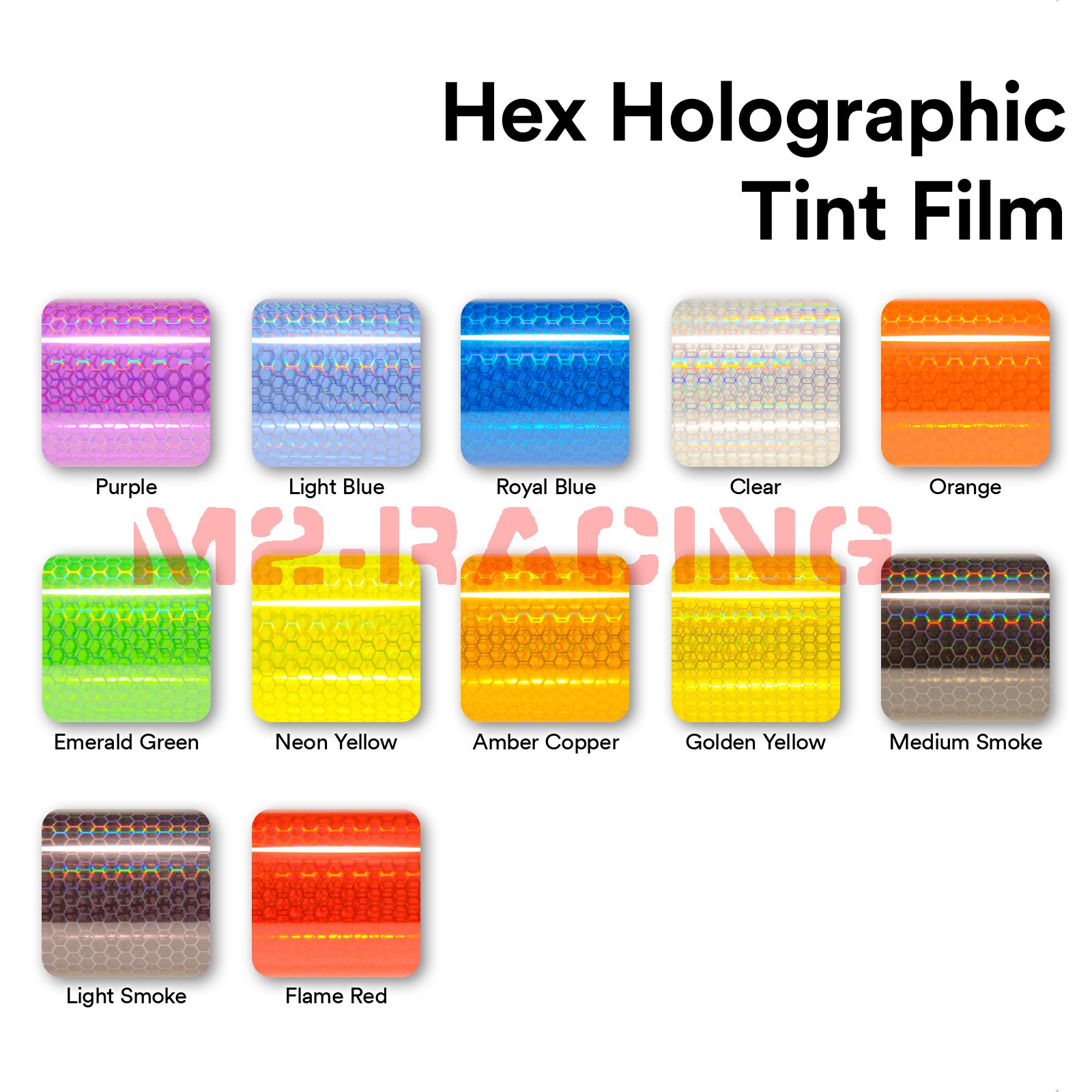 Headlight Hex Holographic Gloss Medium Smoke Taillight Tint Film Fog Sticker DIY