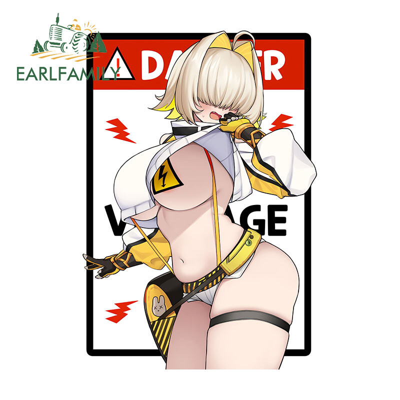 EARLFAMILY 5.1″ Hood Anime Girl Warning Car Decals Wall Bumper Trunk Stickers