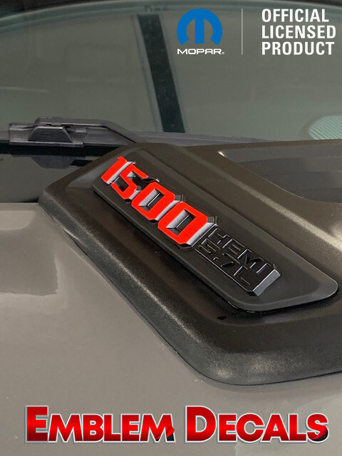 RAM REBEL or Sport Hood “1500 HEMI 5.7L” Hood Emblems Overlay Decal 2022 2023 24